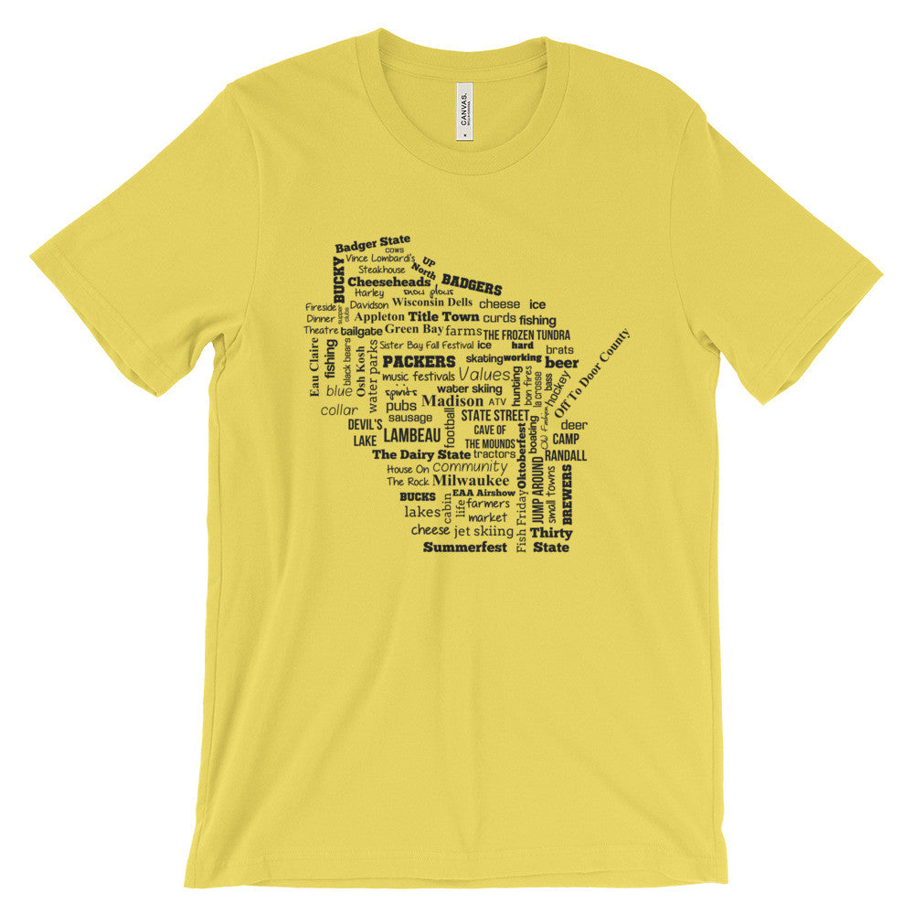 Wisconsin Words Map SS | Premium Unisex Tee