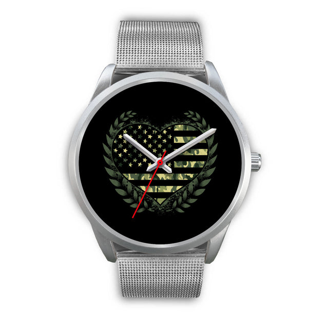 Camo Heart | Silver Stainless Steel Watch