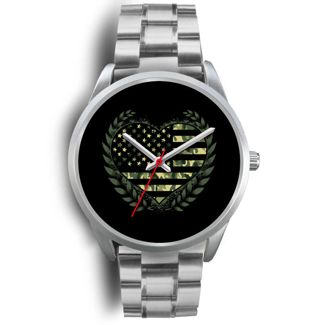 Camo Heart | Silver Stainless Steel Watch