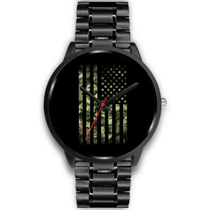 Camo Flag | Black Stainless Steel Watch