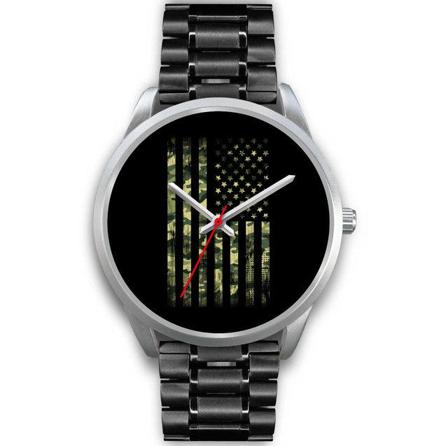 Camo Flag | Silver Stainless Steel Watch