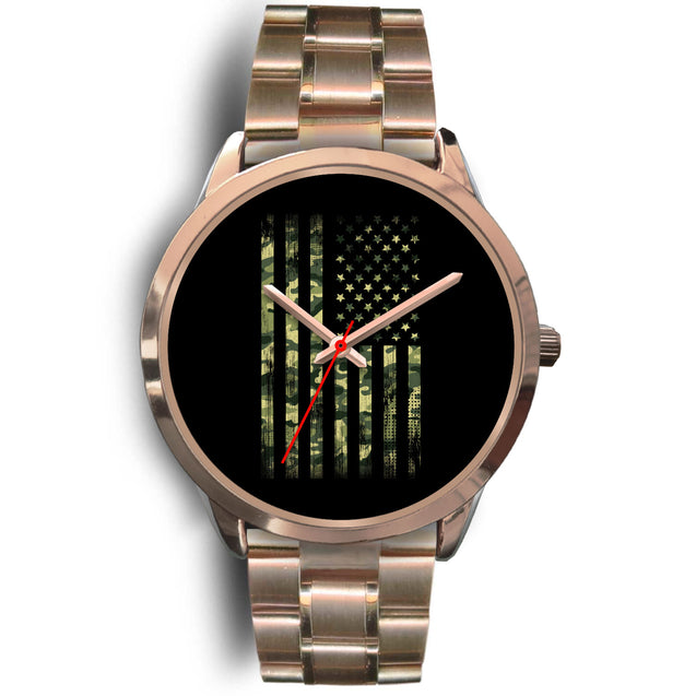 Camo Flag | Rose Gold Stainless Steel Watch