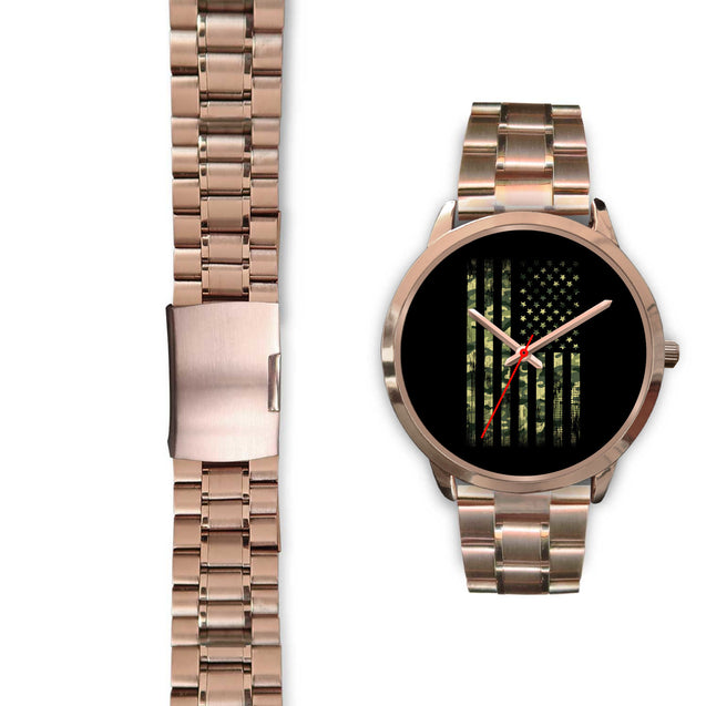 Camo Flag | Rose Gold Stainless Steel Watch