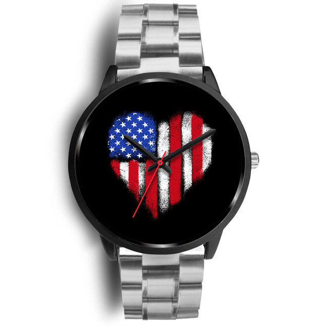 Love For U.S.A. | Black Stainless Steel Watch