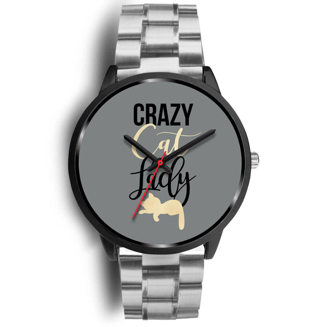 Crazy Cat Lady | Black Stainless Steel Watch
