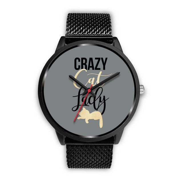Crazy Cat Lady | Black Stainless Steel Watch