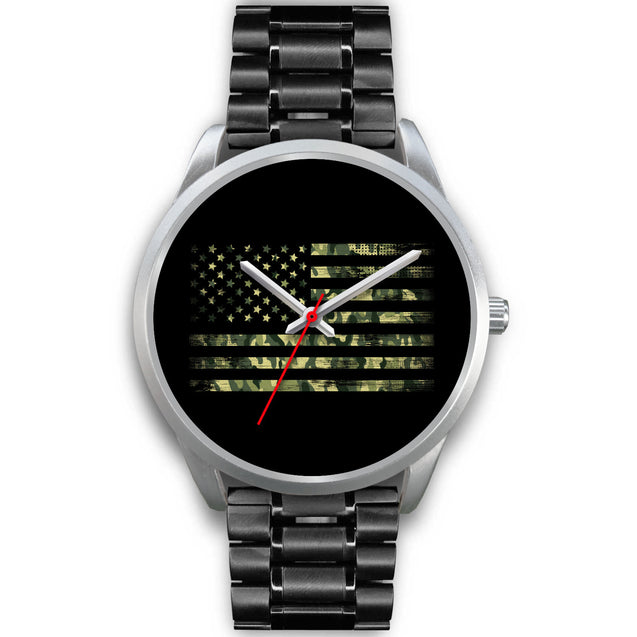 Camo Flag HZ | Silver Stainless Steel Watch