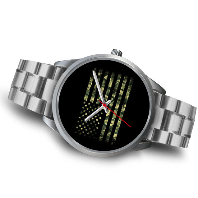 Camo Flag HZ | Silver Stainless Steel Watch
