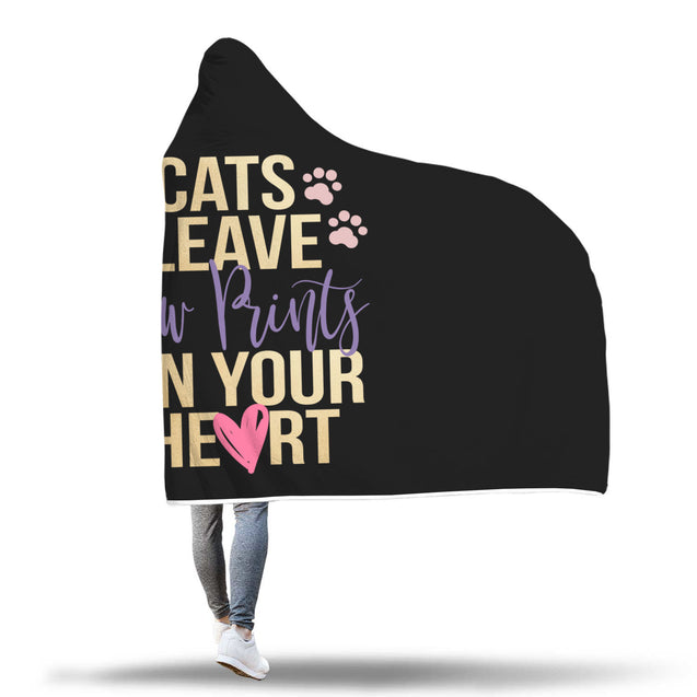 Cats Leave Paw Prints On Your Heart | Hooded Blanket