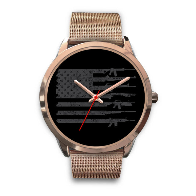 Rifles Flag | Rose Gold Stainless Steel Watch