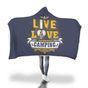 I Love Camping Blue | Hooded Blanket