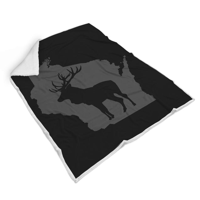 Wisconsin Deer | Sherpa Blanket (Black)