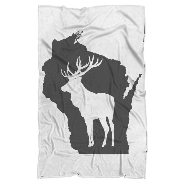 Wisconsin Deer | Sherpa Blanket (White)