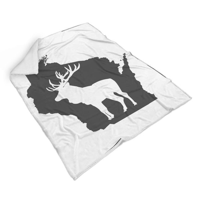 Wisconsin Deer | Sherpa Blanket (White)