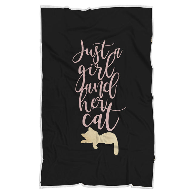 Just A Girl and Her Cat | Sherpa Blanket