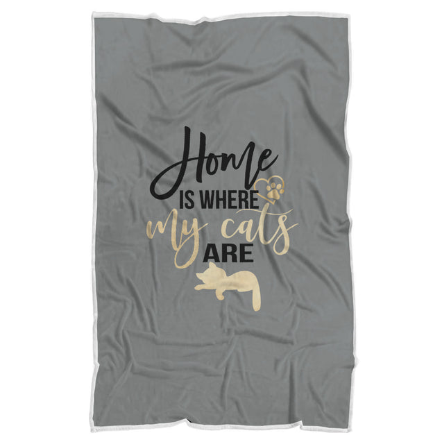 Home Is Where My Cats Are | Sherpa Blanket