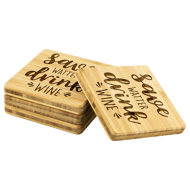 Save Watter Drink Wine | Bamboo Coasters