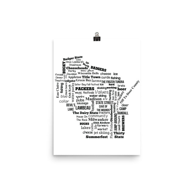 Wisconsin Words Map Poster
