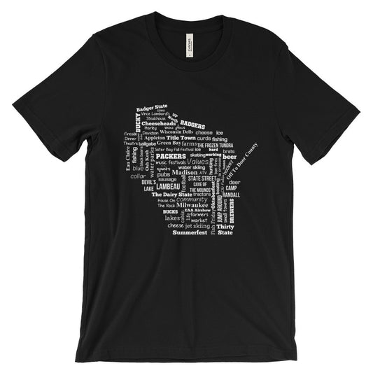 Wisconsin Words Map White SS | Premium Unisex Tee