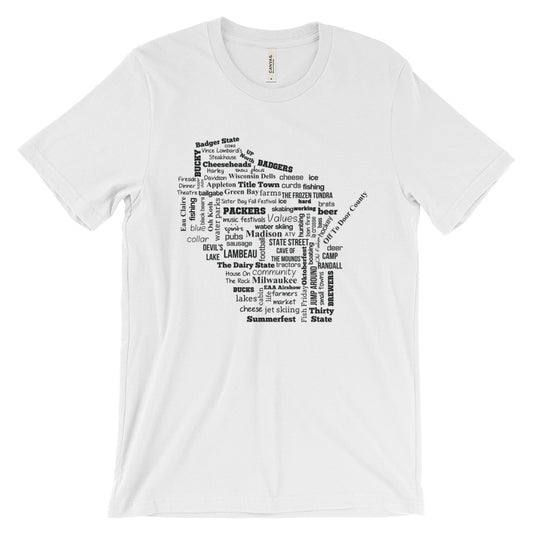 Wisconsin Words Map SS | Premium Unisex Tee